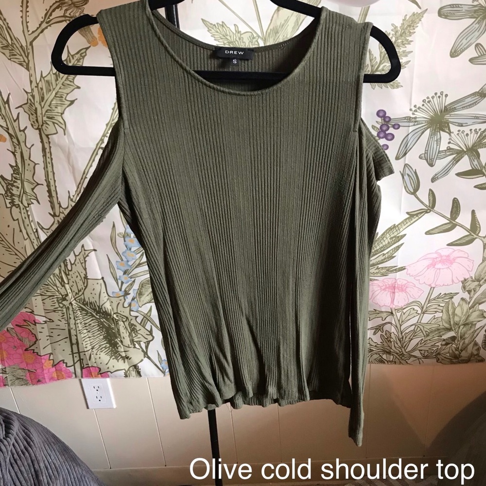 Olive cold shoulder top